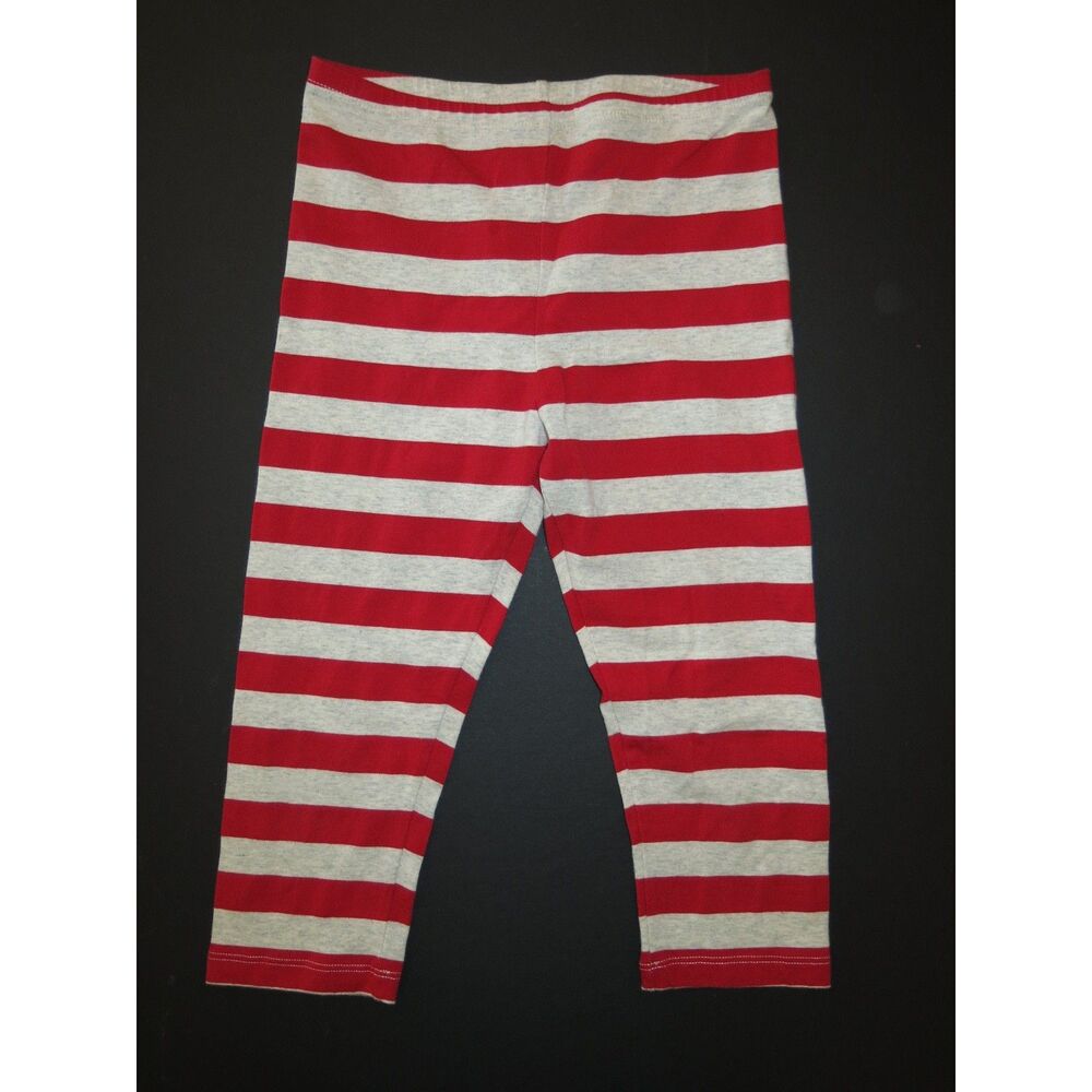 Paper wings girls leggings 10 12 14 Organic beige red stripe capris cropped pant